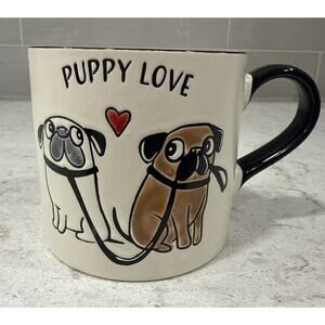 “PUPPY LOVE” 18oz Hand Painted Mug Spectrum Designz English French Bull dogs NEW